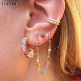 Silver Plated Chain Hoop Earrings with Zircon EarCuff