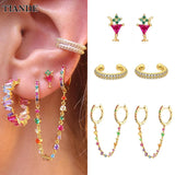 Silver Plated Chain Hoop Earrings with Zircon EarCuff