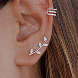 Silver Plated Climber Earrings Smooth Piercing Women's Stud Earrings