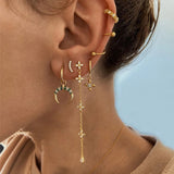 Green Zircon Crescent Moon Dangle Earrings