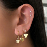 Silver Plated Heart Dangle Earrings CZ Zircon Piercing Hoop Drop Jewelry