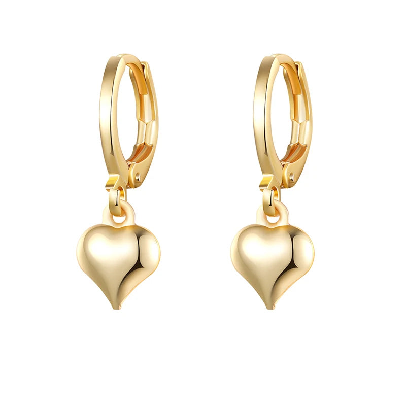Silver Plated Heart Dangle Earrings CZ Zircon Piercing Hoop Drop Jewelry