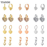 Silver Plated Heart Dangle Earrings CZ Zircon Piercing Hoop Drop Jewelry