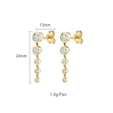 Silver Plated CZ Zircon Chain Stud Earrings for Women