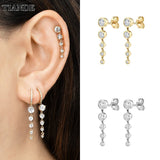 Silver Plated CZ Zircon Chain Stud Earrings for Women