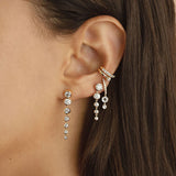 Silver Plated CZ Zircon Chain Stud Earrings for Women