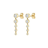 Silver Plated CZ Zircon Chain Stud Earrings for Women