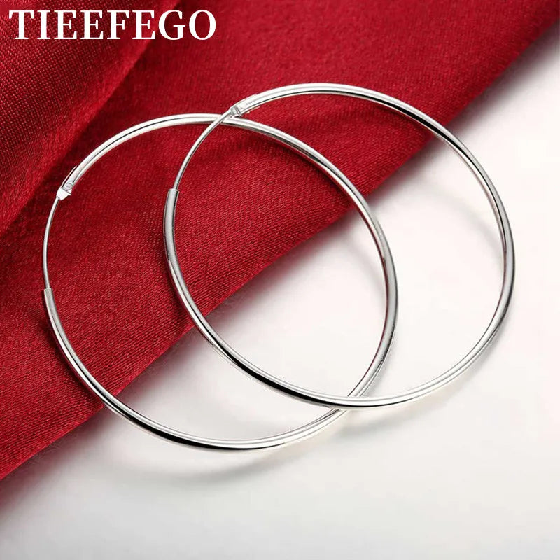 925 Sterling Silver Hoop Earring For Women 35/50/60MM Circle Earrings
