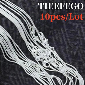 10Pcs 925 Sterling Silver 1MM Snake Chain Necklace 16-30 Inches
