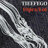 10Pcs 925 Sterling Silver 1MM Snake Chain Necklace 16-30 Inches