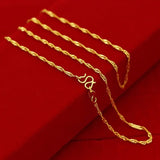 24K Necklace Box Chain/Water Ripple Necklace For Woman