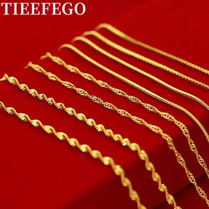24K Necklace Box Chain/Water Ripple Necklace For Woman