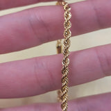 24K Twisted Rope Plated Bracelet 3MM Wedding Jewelry
