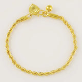 24K Twisted Rope Plated Bracelet 3MM Wedding Jewelry