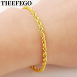 24K Twisted Rope Plated Bracelet 3MM Wedding Jewelry