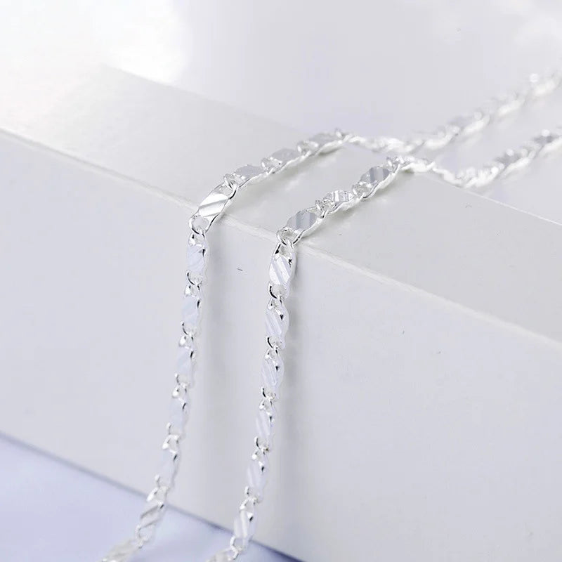 2mm 925 Silver Chain Necklace 16-30 Charms Wedding Party Jewelry