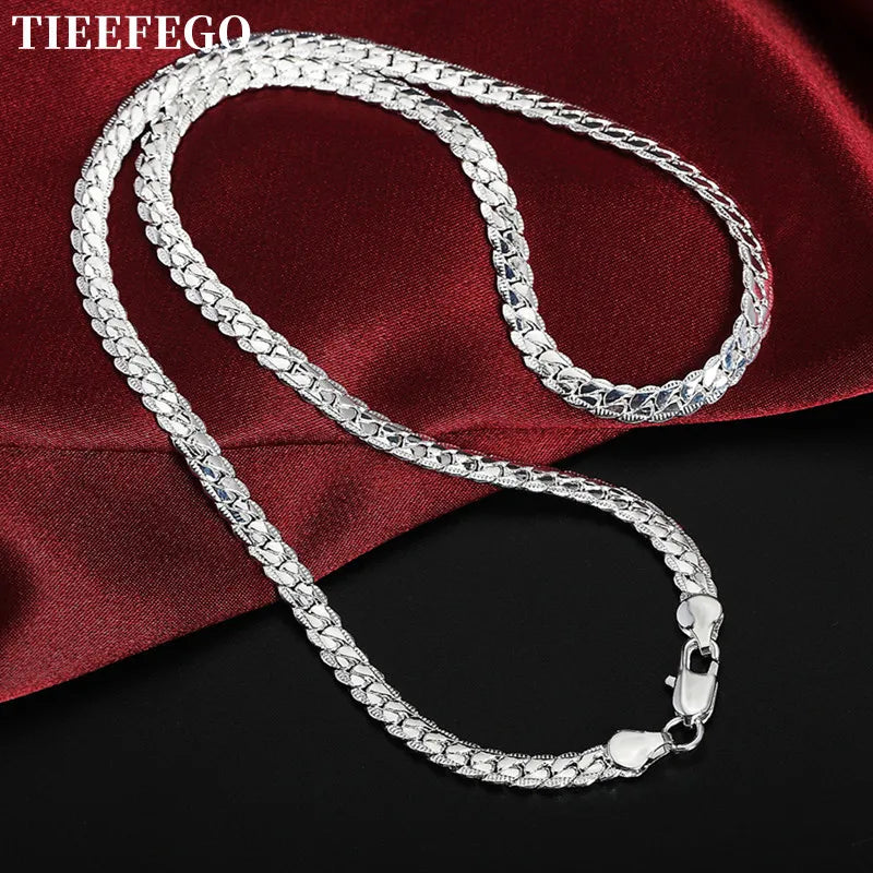 925 Sterling Silver 6mm Fine Necklace Chain for Men and Women