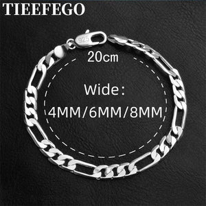 925 Silver Chain Bracelet 4/6/8mm Wedding Jewelry