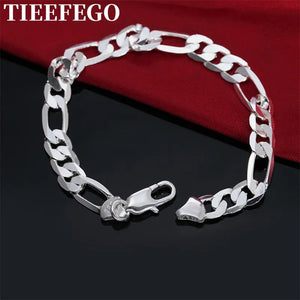 925 Silver 4/6/8mm Silver Chain Bracelet Wedding Jewelry