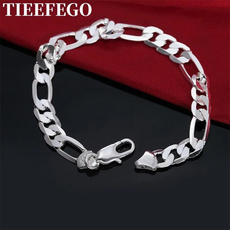 925 Silver 4/6/8mm Silver Chain Bracelet Wedding Jewelry