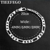 925 Silver Chain Bracelet 4/6/8mm Wedding Jewelry