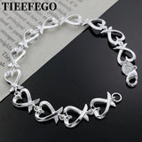925 Silver Heart to Heart Bracelet Wedding Glamour Jewelry