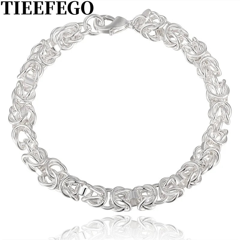 925 Silver 8 Inch Dragon Shrimp Clasp Bracelet Jewelry