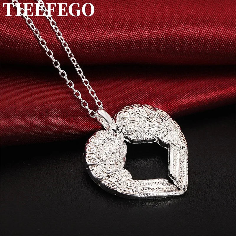 925 Silver Angel Wings Love Pendant Necklace Glamour Jewelry