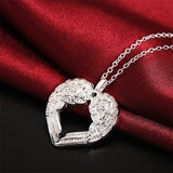 925 Silver Angel Wings Love Pendant Necklace Glamour Jewelry