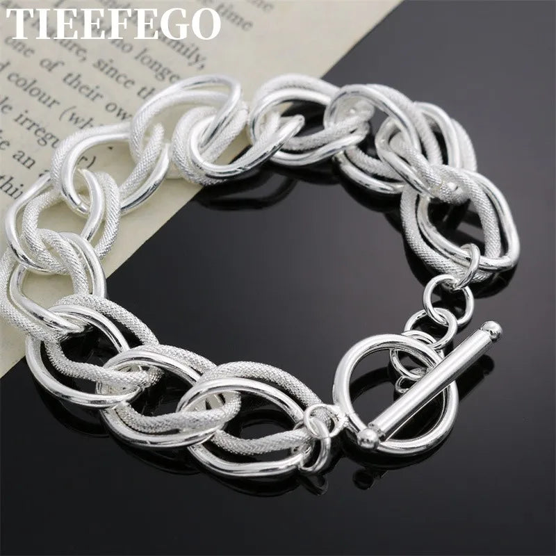 925 Silver Double Twist Chain Bracelets For Women