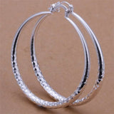 925 Silver Circle Big Earrings Top Wedding Women Jewelry