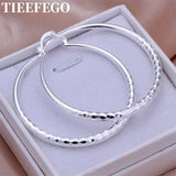 925 Silver Circle Big Earrings Top Wedding Women Jewelry