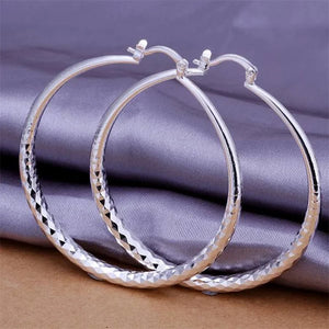 925 Silver Circle Big Earrings Top Wedding Women Jewelry