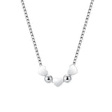 925 Silver Brushed Heart Pendant Clavicle Chain Women Necklace