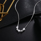 925 Silver Brushed Heart Pendant Clavicle Chain Women Necklace