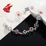 925 Silver Zircon Checkered Bracelet For Ladies