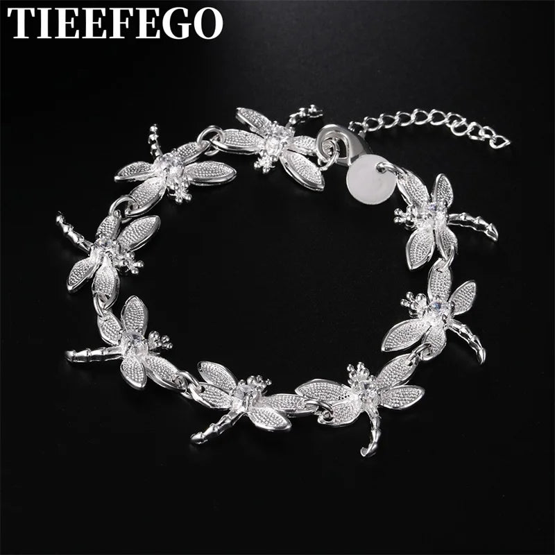 925 Silver Bracelet Set with Zirconium Diamond for Women