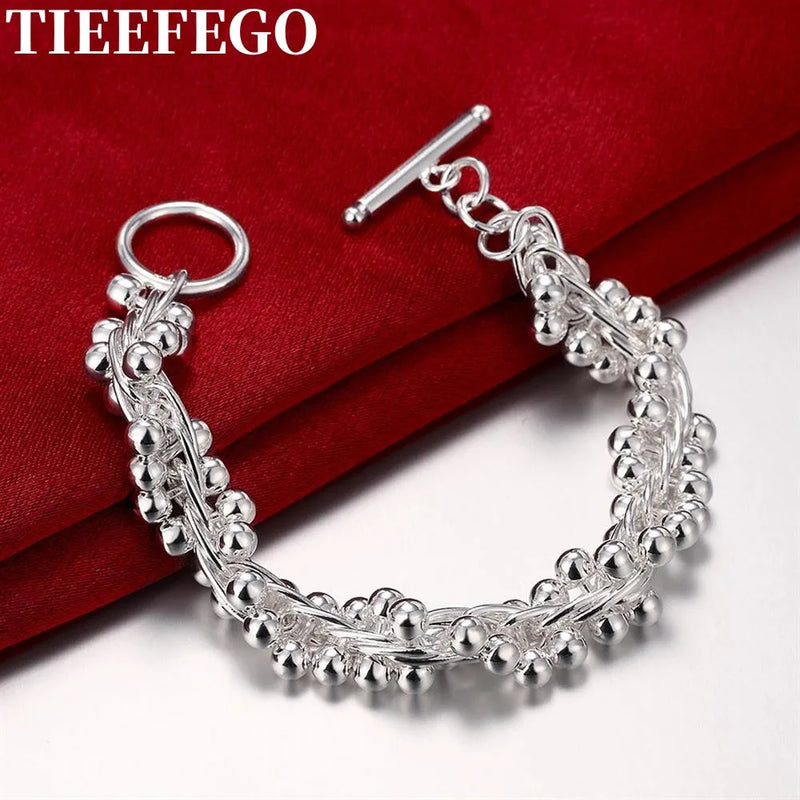 925 Silver Grape Bead Chain Bracelet Girls Accessories