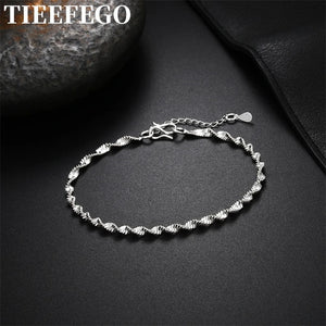 925 Silver Geometric Twist Chain Bracelet Wedding Jewelry Gift