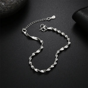 925 Silver Geometric Twist Chain Bracelet Wedding Jewelry Gift