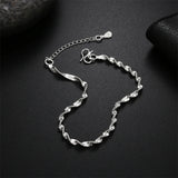 925 Silver Geometric Twist Chain Bracelet Wedding Jewelry Gift