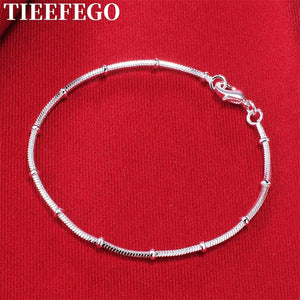 925 Silver Snake Chain Bracelet Wedding Jewelry Christmas