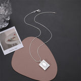 925 Silver Quadrate Picture Frame Pendant Necklace