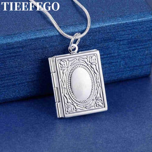 925 Silver Quadrate Picture Frame Pendant Necklace