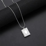 925 Silver Quadrate Picture Frame Pendant Necklace