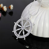 925 Silver Boat Wheel Zircon Crystal Necklace for Ladies