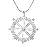 925 Silver Boat Wheel Zircon Crystal Necklace for Ladies
