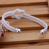 925 Silver High Jewelry Knotted Net Bangle Bracelet