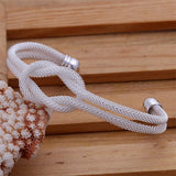 925 Silver High Jewelry Knotted Net Bangle Bracelet