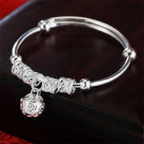 925 Silver Bells Ball Bangles Bracelets for Women